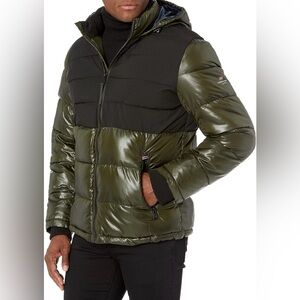 NWT London Fog Tower Color Block Puffer Jacket Size Large